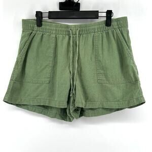 J.crew Women's Linen Shorts Size M Green Drawstring Beachy Relaxed Fit